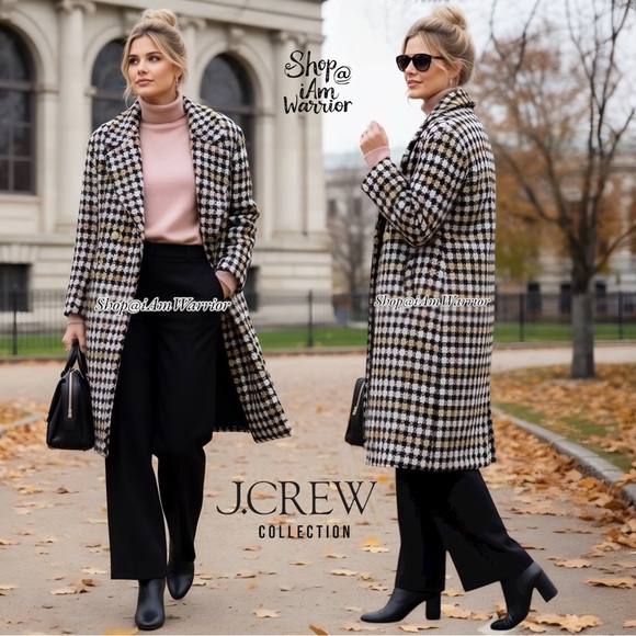 J.Crew Collection large check houndstooth double breasted coat *shop@iamwarrior - Picture 1 of 16